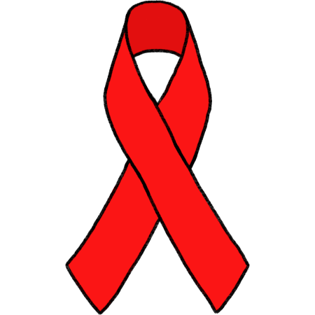 a red awareness ribbon.